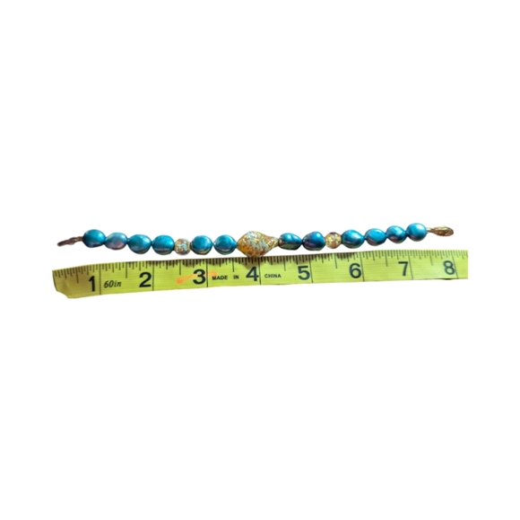 Freshwater Pearls? Bracelet with 14K Pre-Loved Beautiful! Blue & Gold - Picture 8 of 10